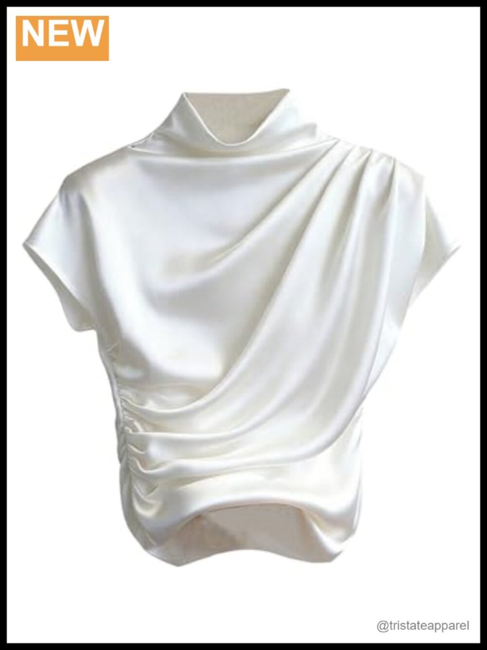 SweatyRocks Women's Satin Ruched Going Out Top Cap Sleeve Blouse Shirt